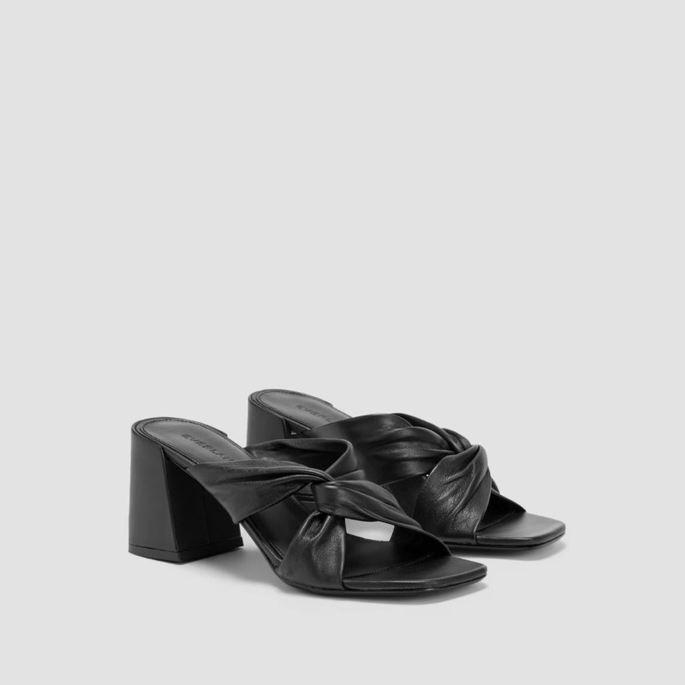 NEW‎ Everlane Black Leather Day Twist Heel in Size 7.5 - Picture 2 of 14